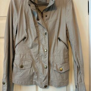 Charlotte Russe Tan Bomber Jacket Lightweight Cotton